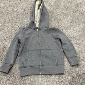 Gray hoodie with sherpa lined hood
